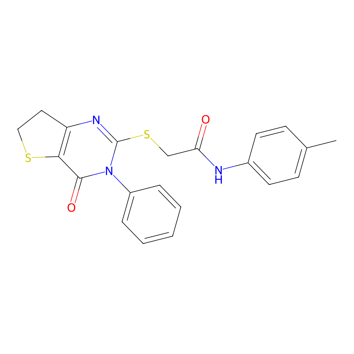 2-((4-oxo-3-phenyl-3,4,6,7-tetrahydrothieno[3,2-d]pyrimidin-2-yl)thio)-N-(p-tolyl)acetamide molecular structure, CAS 686770-32-1