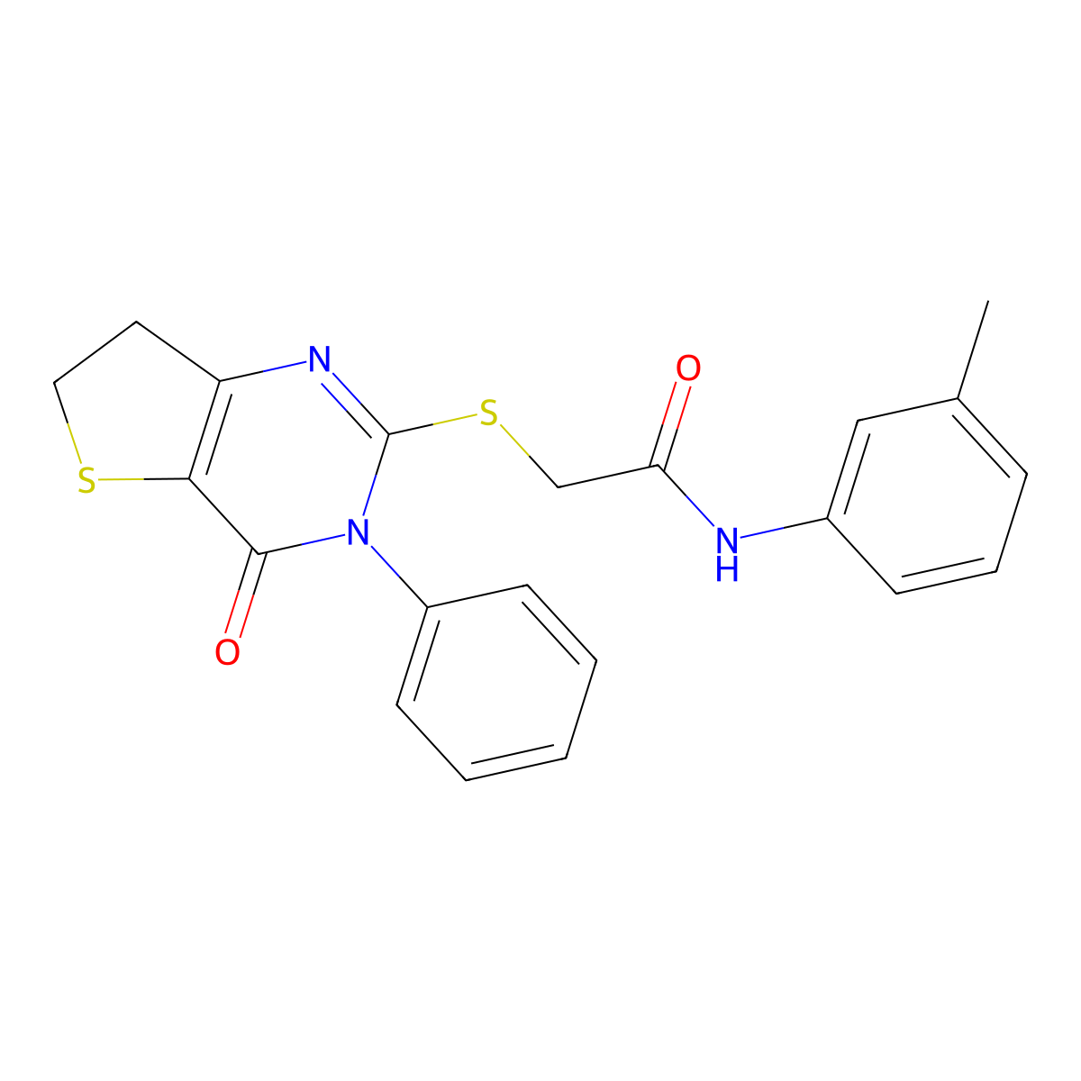 2-((4-oxo-3-phenyl-3,4,6,7-tetrahydrothieno[3,2-d]pyrimidin-2-yl)thio)-N-(m-tolyl)acetamide molecular structure, CAS 686770-34-3