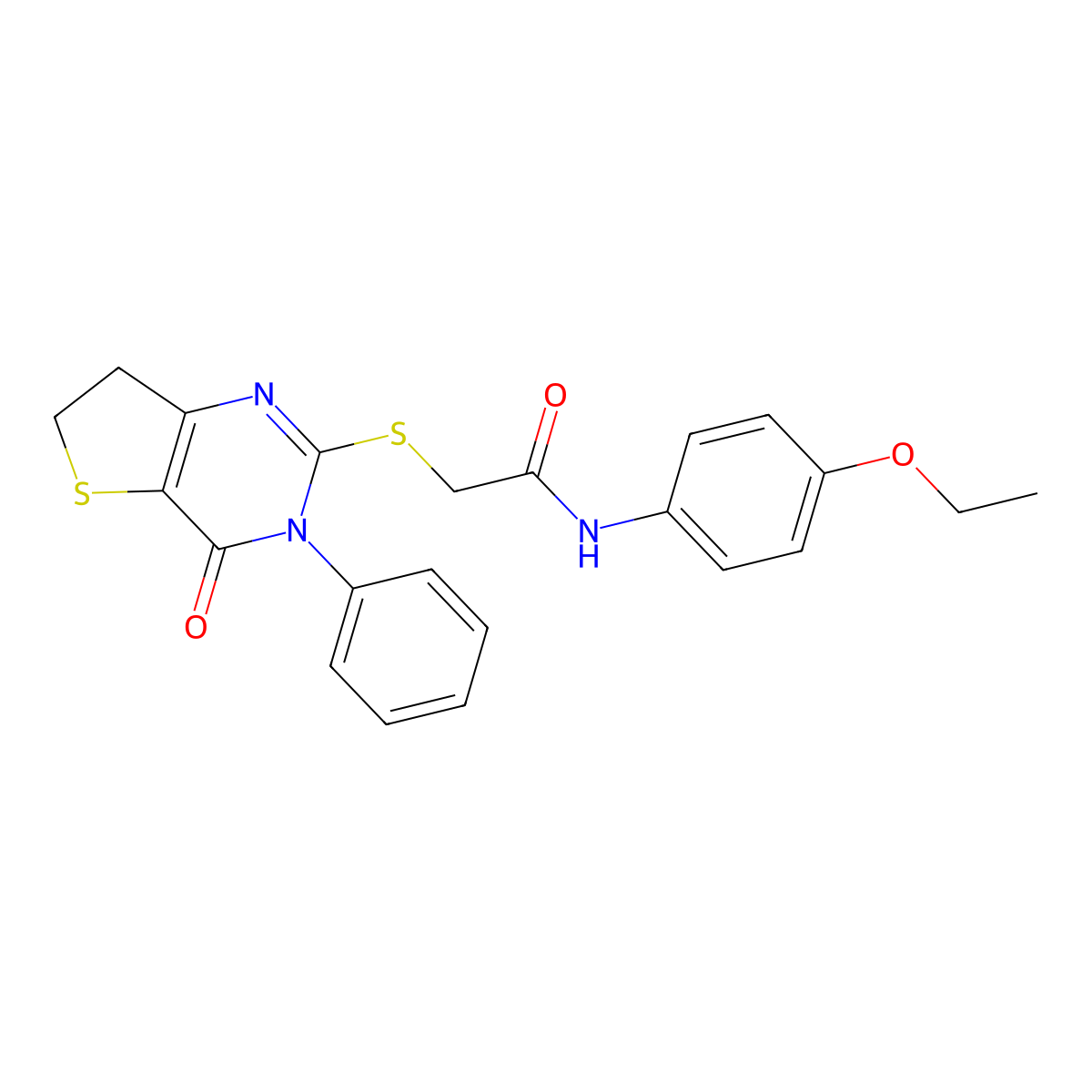 N-(4-ethoxyphenyl)-2-[(4-oxo-3-phenyl-6,7-dihydrothieno[3,2-d]pyrimidin-2-yl)sulfanyl]acetamide molecular structure, CAS 686770-36-5