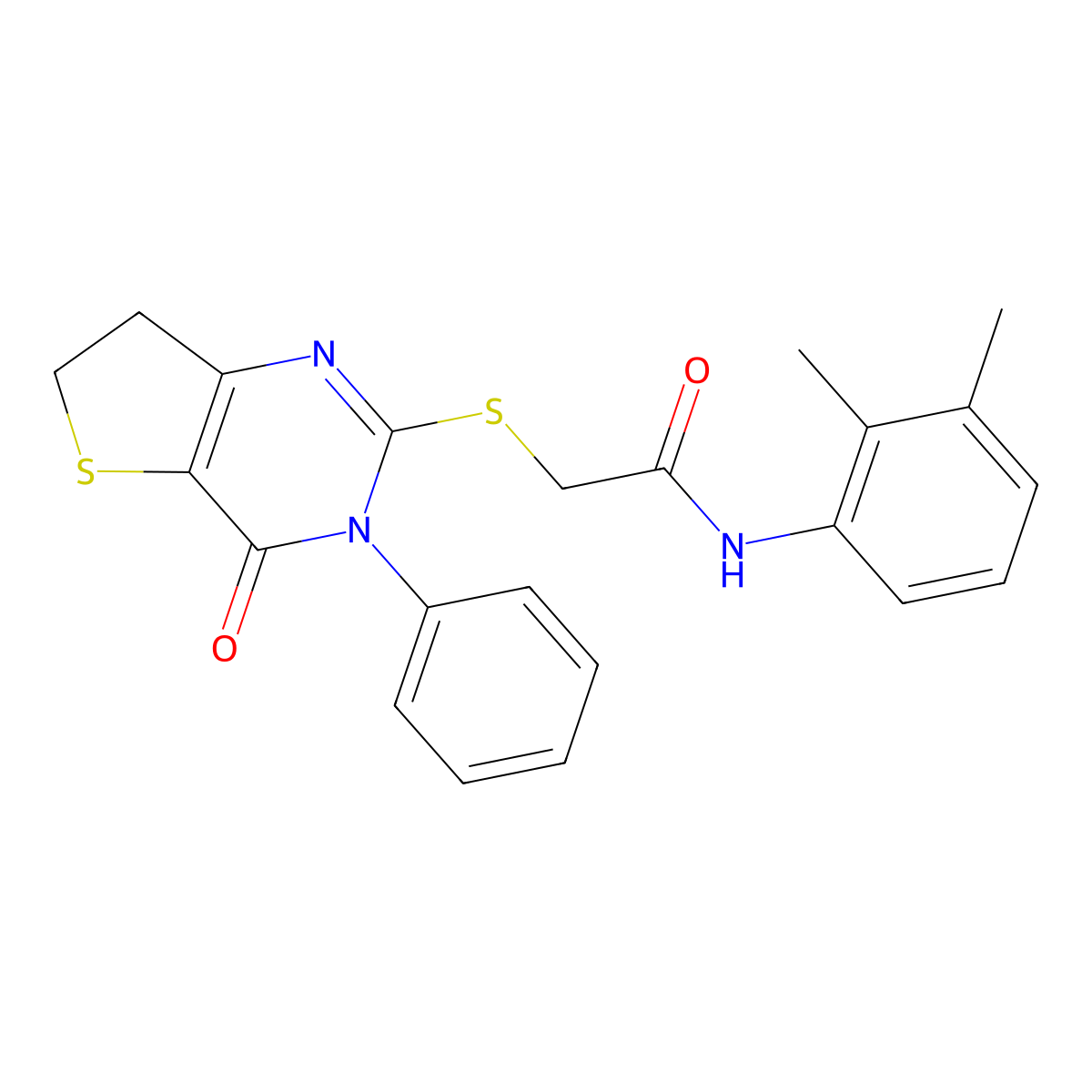 N-(2,3-dimethylphenyl)-2-((4-oxo-3-phenyl-3,4,6,7-tetrahydrothieno[3,2-d]pyrimidin-2-yl)thio)acetamide molecular structure, CAS 686770-38-7