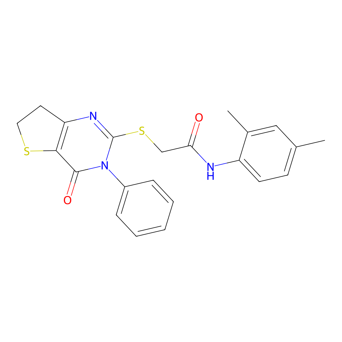 N-(2,4-dimethylphenyl)-2-((4-oxo-3-phenyl-3,4,6,7-tetrahydrothieno[3,2-d]pyrimidin-2-yl)thio)acetamide molecular structure, CAS 686770-42-3