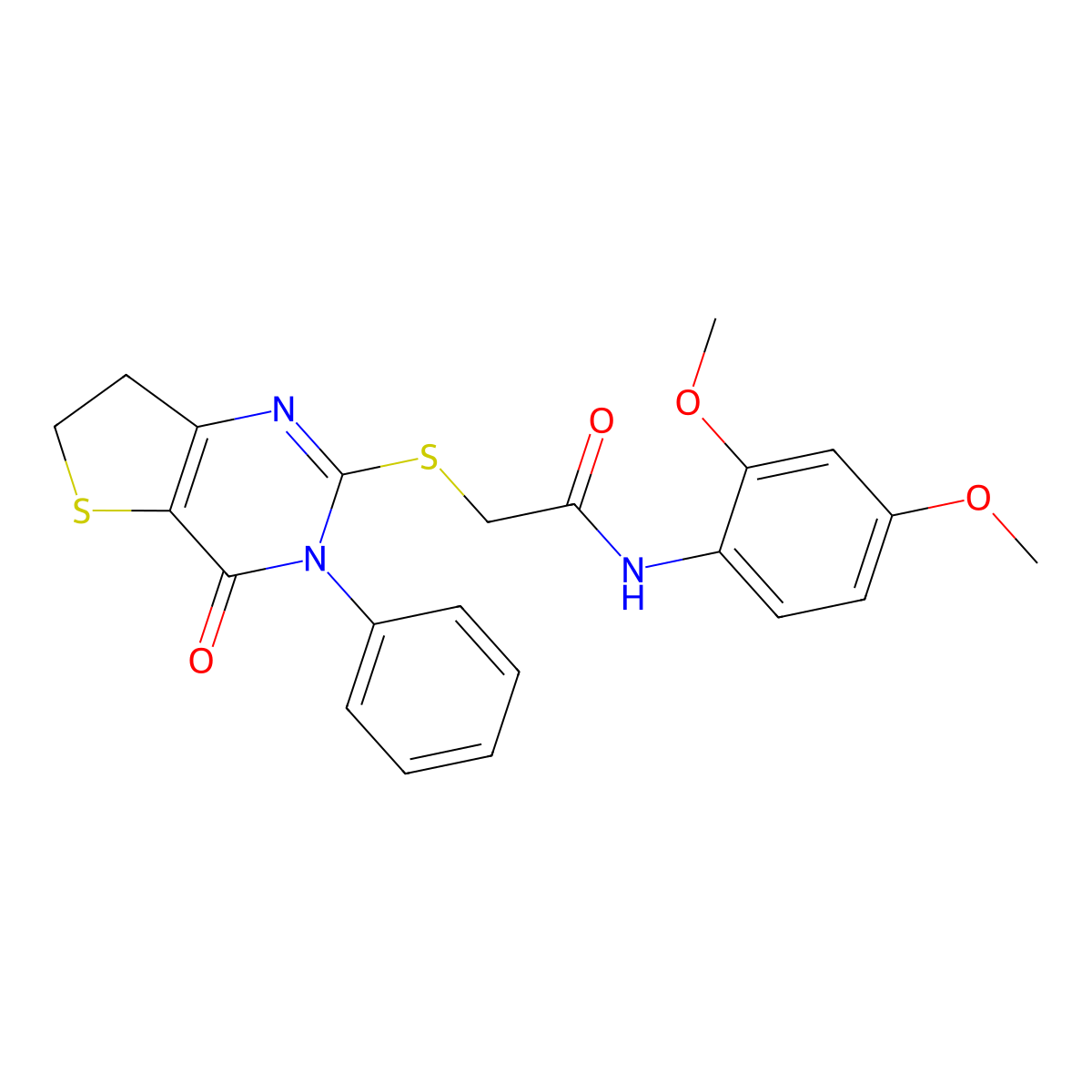 N-(2,4-dimethoxyphenyl)-2-((4-oxo-3-phenyl-3,4,6,7-tetrahydrothieno[3,2-d]pyrimidin-2-yl)thio)acetamide molecular structure, CAS 686770-46-7