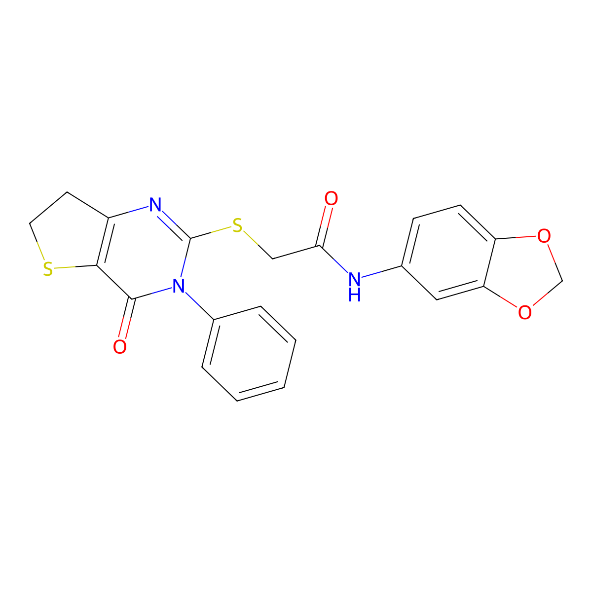 N-(benzo[d][1,3]dioxol-5-yl)-2-((4-oxo-3-phenyl-3,4,6,7-tetrahydrothieno[3,2-d]pyrimidin-2-yl)thio)acetamide molecular structure, CAS 686770-51-4