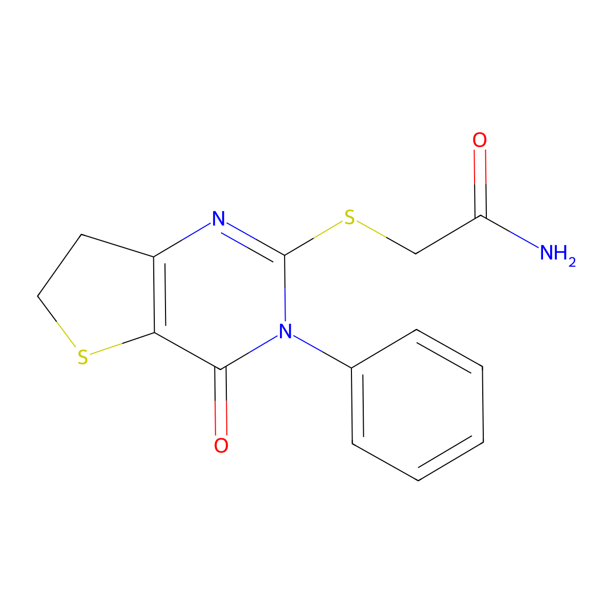 2-[(4-Oxo-3-phenyl-6,7-dihydrothieno[3,2-d]pyrimidin-2-yl)sulfanyl]acetamide molecular structure, CAS 686770-63-8