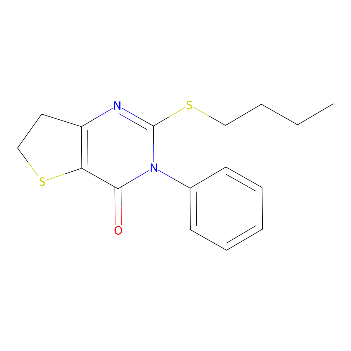 2-Butylsulfanyl-3-phenyl-6,7-dihydrothieno[3,2-d]pyrimidin-4-one molecular structure, CAS 686770-81-0