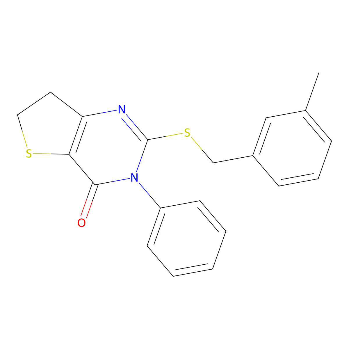 2-[(3-Methylphenyl)methylsulfanyl]-3-phenyl-6,7-dihydrothieno[3,2-d]pyrimidin-4-one molecular structure, CAS 686770-89-8