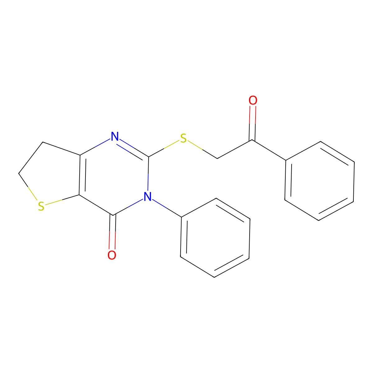 2-Phenacylsulfanyl-3-phenyl-6,7-dihydrothieno[3,2-d]pyrimidin-4-one molecular structure, CAS 686771-04-0