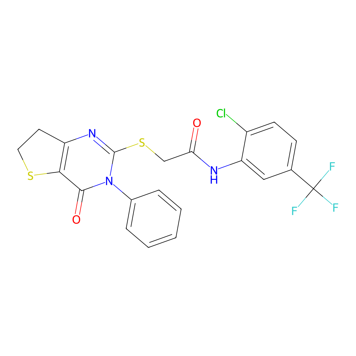 N-(2-chloro-5-(trifluoromethyl)phenyl)-2-((4-oxo-3-phenyl-3,4,6,7-tetrahydrothieno[3,2-d]pyrimidin-2-yl)thio)acetamide molecular structure, CAS 686771-05-1