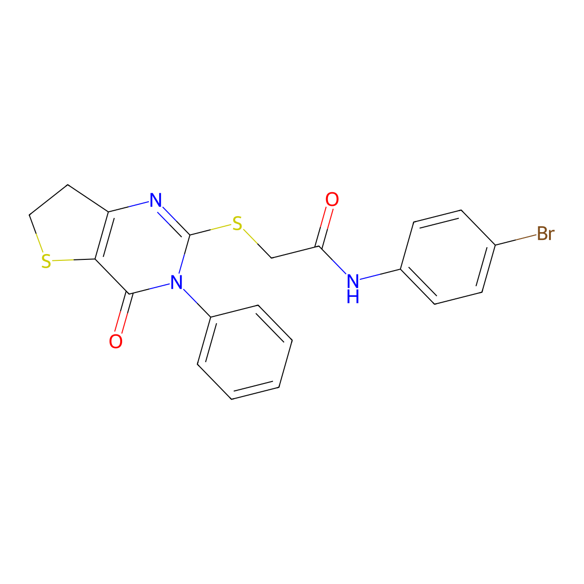 N-(4-bromophenyl)-2-((4-oxo-3-phenyl-3,4,6,7-tetrahydrothieno[3,2-d]pyrimidin-2-yl)thio)acetamide molecular structure, CAS 686771-06-2