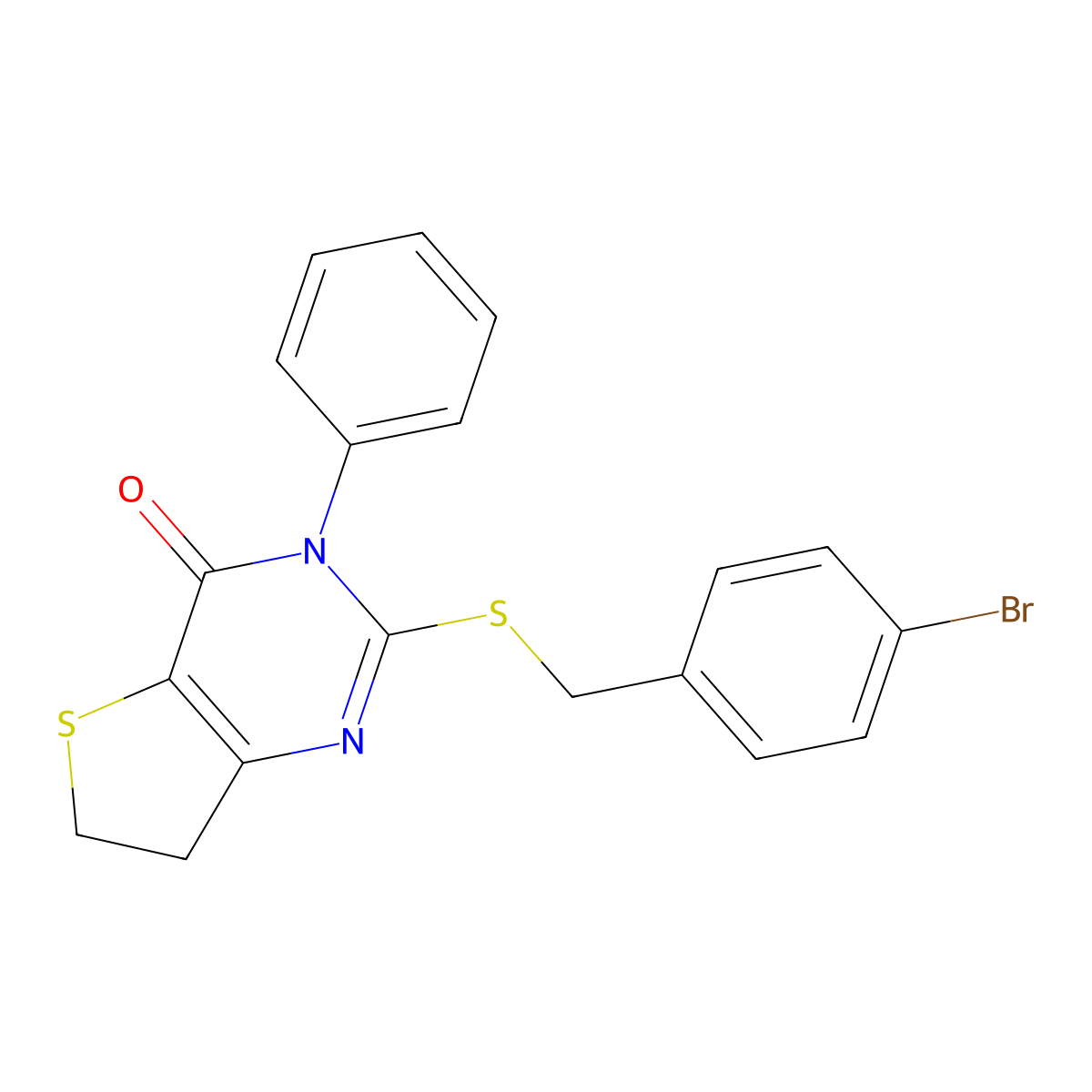 2-((4-bromobenzyl)thio)-3-phenyl-6,7-dihydrothieno[3,2-d]pyrimidin-4(3H)-one molecular structure, CAS 686771-11-9
