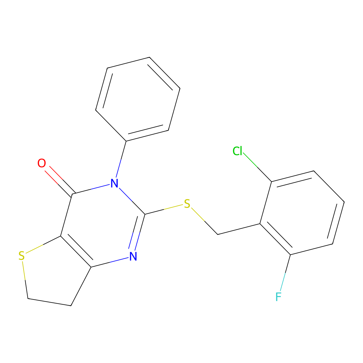2-[(2-Chloro-6-fluorophenyl)methylsulfanyl]-3-phenyl-6,7-dihydrothieno[3,2-d]pyrimidin-4-one molecular structure, CAS 686771-13-1