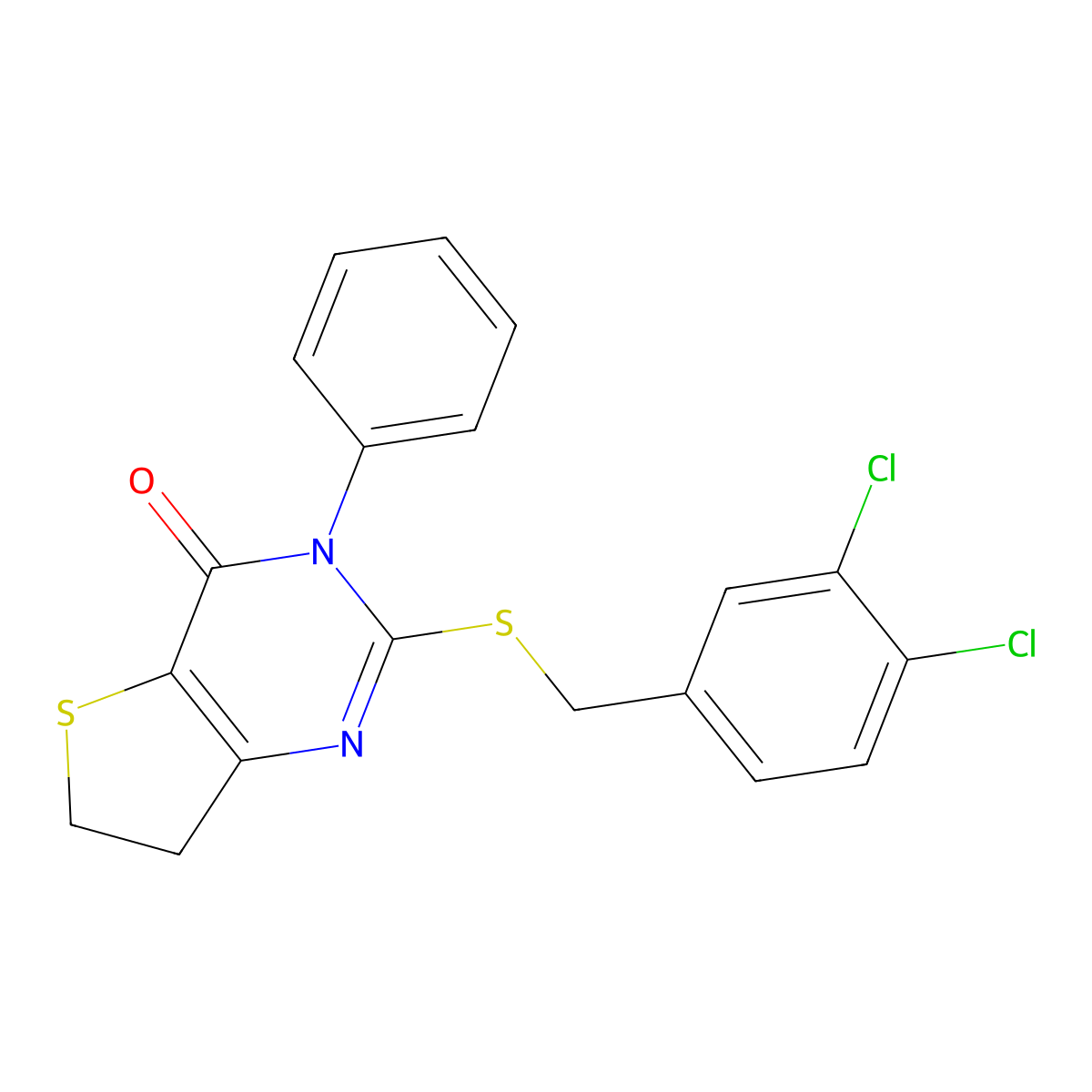 2-[(3,4-Dichlorophenyl)methylsulfanyl]-3-phenyl-6,7-dihydrothieno[3,2-d]pyrimidin-4-one molecular structure, CAS 686771-15-3