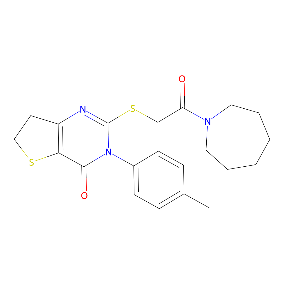 2-((2-(azepan-1-yl)-2-oxoethyl)thio)-3-(p-tolyl)-6,7-dihydrothieno[3,2-d]pyrimidin-4(3H)-one molecular structure, CAS 686771-19-7