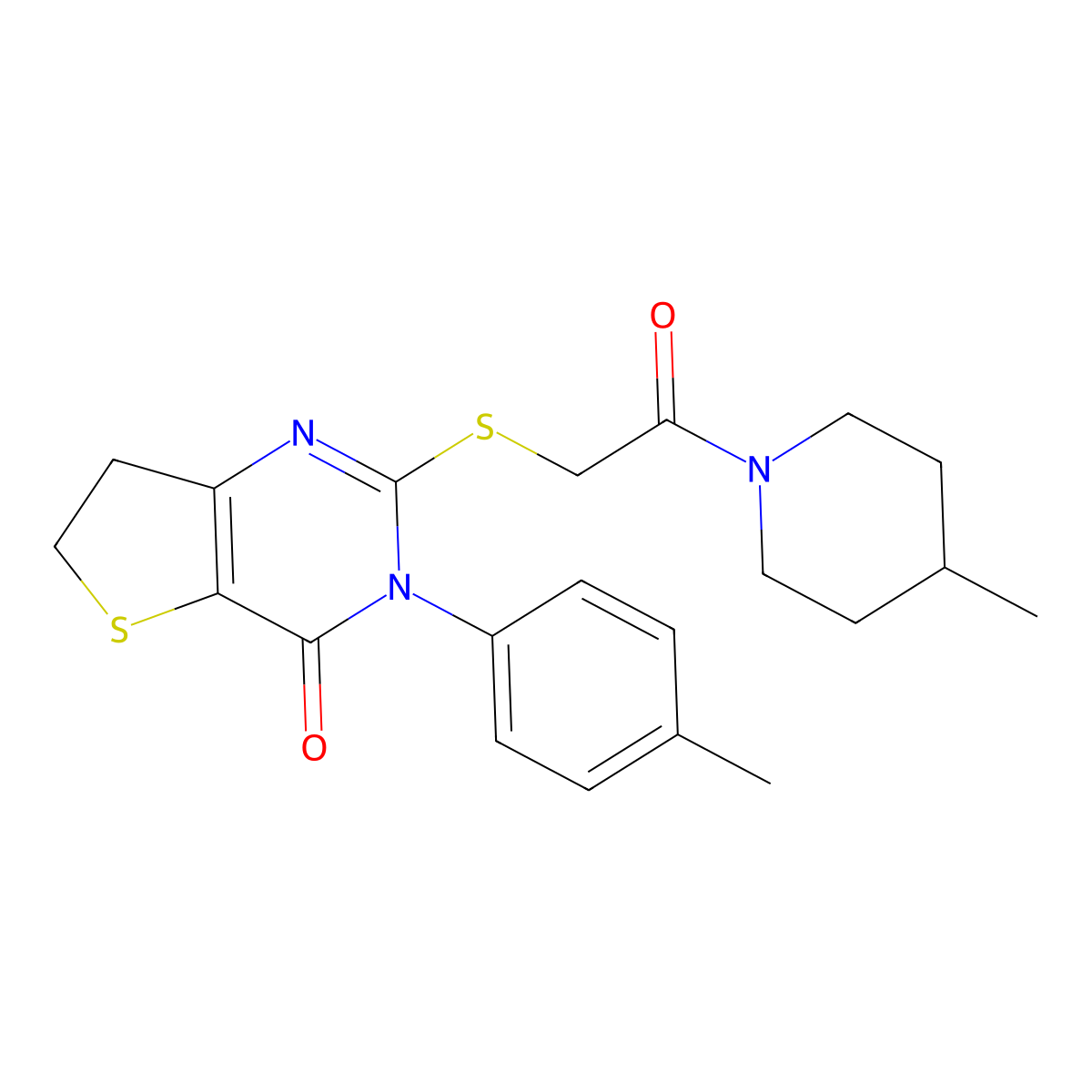 3-(4-Methylphenyl)-2-[2-(4-methylpiperidin-1-yl)-2-oxoethyl]sulfanyl-6,7-dihydrothieno[3,2-d]pyrimidin-4-one molecular structure, CAS 686771-21-1