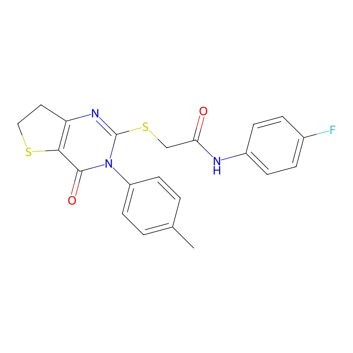 N-(4-fluorophenyl)-2-((4-oxo-3-(p-tolyl)-3,4,6,7-tetrahydrothieno[3,2-d]pyrimidin-2-yl)thio)acetamide molecular structure, CAS 686771-33-5