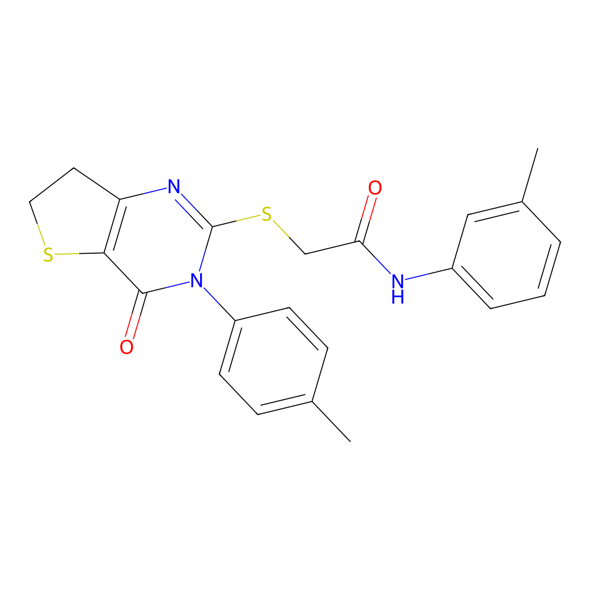 N-(3-methylphenyl)-2-[[3-(4-methylphenyl)-4-oxo-6,7-dihydrothieno[3,2-d]pyrimidin-2-yl]sulfanyl]acetamide molecular structure, CAS 686771-36-8