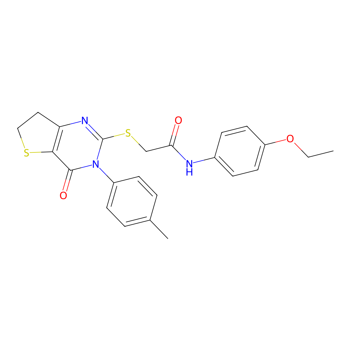 N-(4-ethoxyphenyl)-2-((4-oxo-3-(p-tolyl)-3,4,6,7-tetrahydrothieno[3,2-d]pyrimidin-2-yl)thio)acetamide molecular structure, CAS 686771-37-9