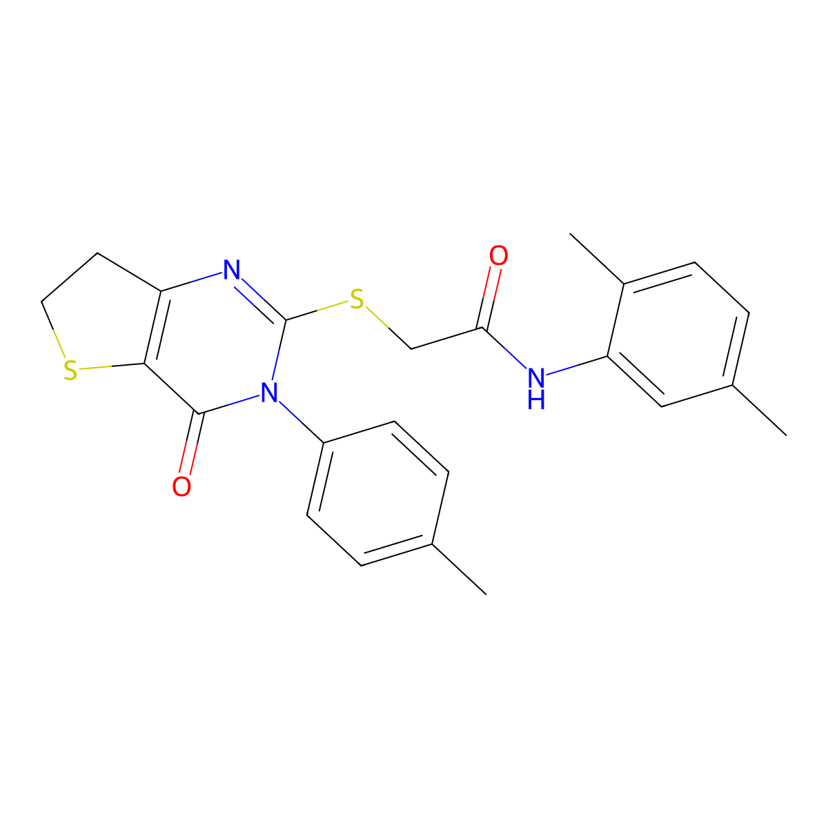 N-(2,5-dimethylphenyl)-2-[[3-(4-methylphenyl)-4-oxo-6,7-dihydrothieno[3,2-d]pyrimidin-2-yl]sulfanyl]acetamide molecular structure, CAS 686771-39-1