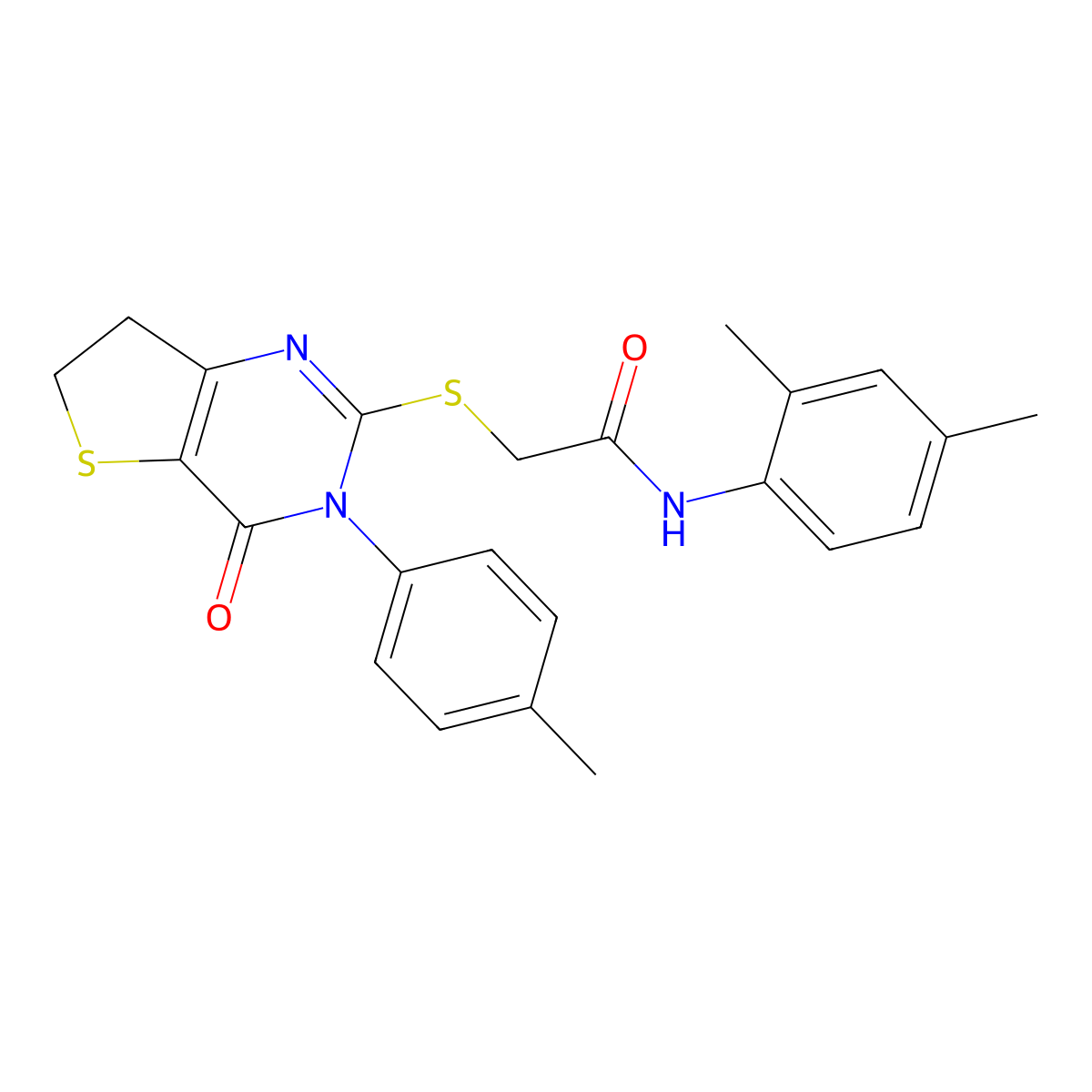 N-(2,4-dimethylphenyl)-2-[[3-(4-methylphenyl)-4-oxo-6,7-dihydrothieno[3,2-d]pyrimidin-2-yl]sulfanyl]acetamide molecular structure, CAS 686771-40-4