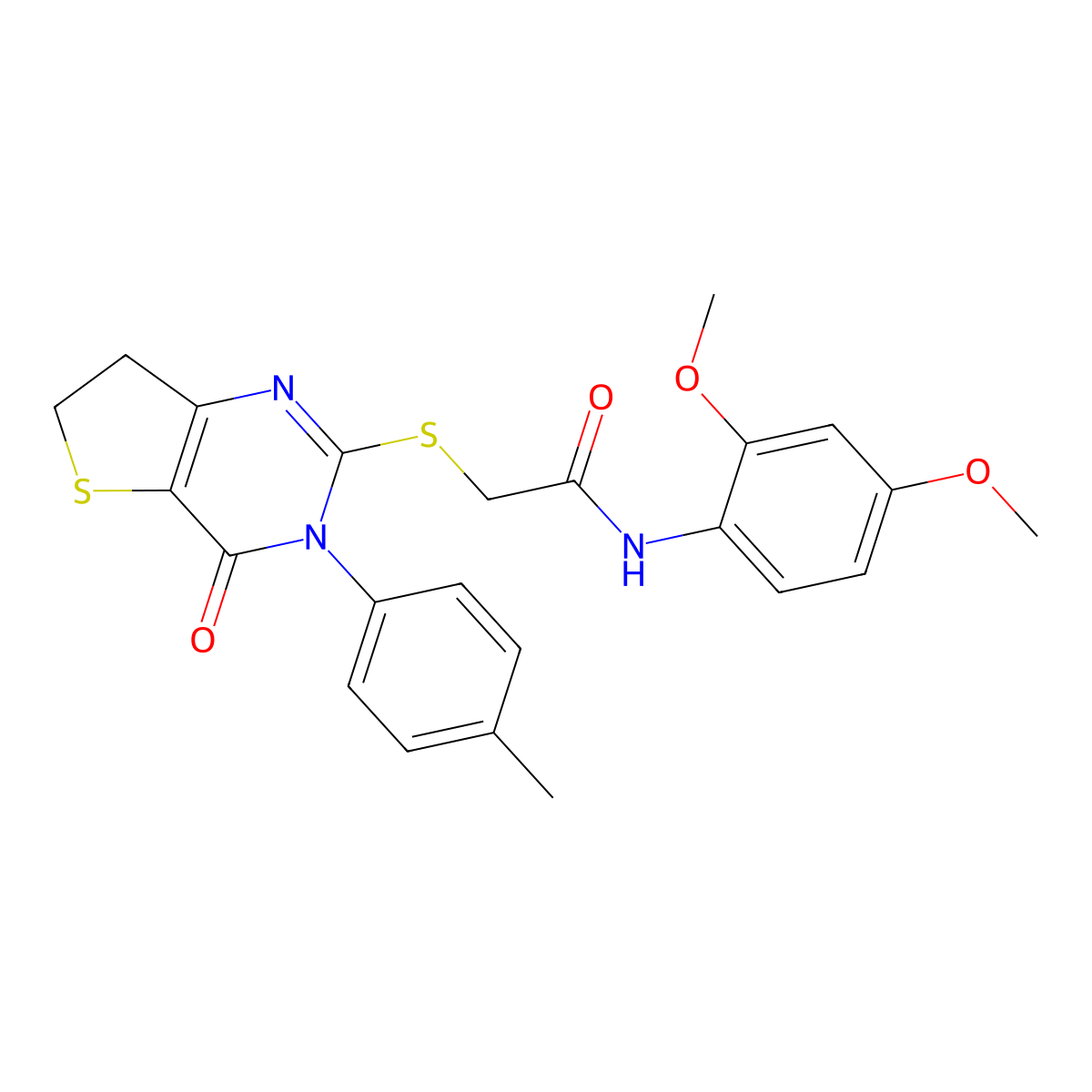 N-(2,4-dimethoxyphenyl)-2-((4-oxo-3-(p-tolyl)-3,4,6,7-tetrahydrothieno[3,2-d]pyrimidin-2-yl)thio)acetamide molecular structure, CAS 686771-42-6