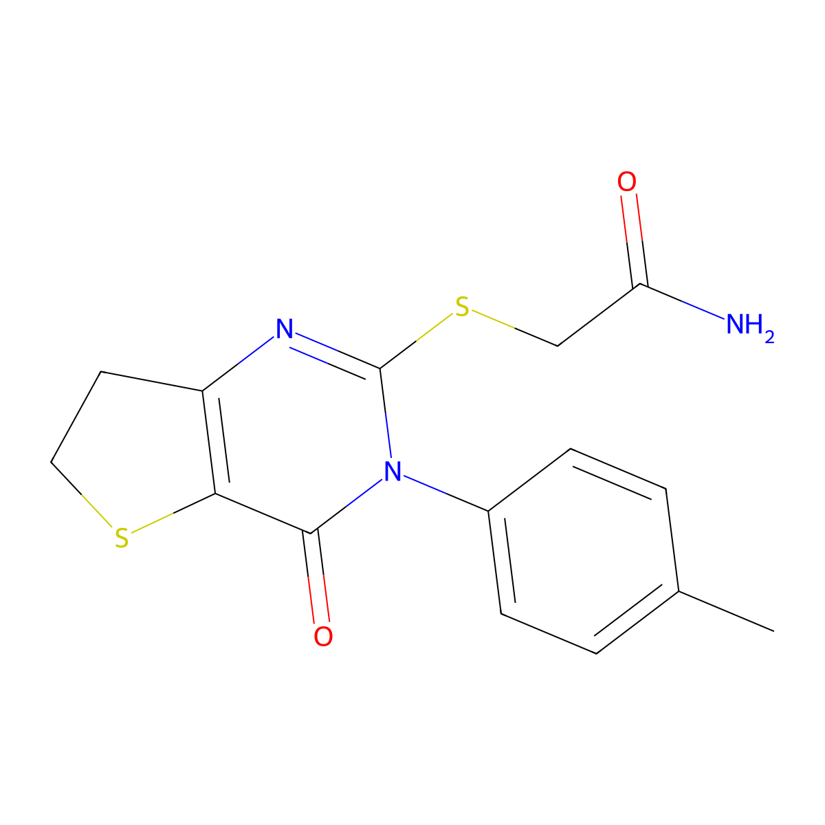 2-[[3-(4-Methylphenyl)-4-oxo-6,7-dihydrothieno[3,2-d]pyrimidin-2-yl]sulfanyl]acetamide molecular structure, CAS 686771-52-8