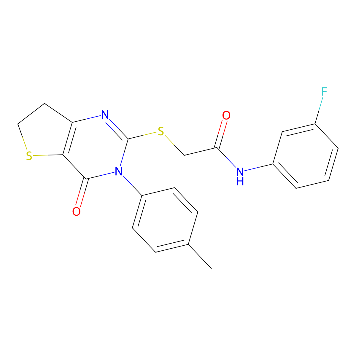 N-(3-fluorophenyl)-2-[[3-(4-methylphenyl)-4-oxo-6,7-dihydrothieno[3,2-d]pyrimidin-2-yl]sulfanyl]acetamide molecular structure, CAS 686771-55-1
