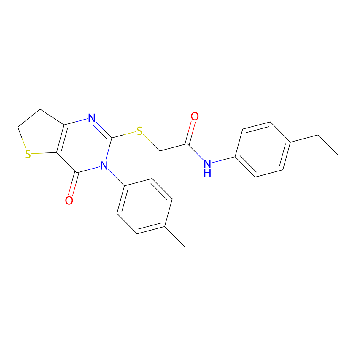 N-(4-ethylphenyl)-2-[[3-(4-methylphenyl)-4-oxo-6,7-dihydrothieno[3,2-d]pyrimidin-2-yl]sulfanyl]acetamide molecular structure, CAS 686771-56-2