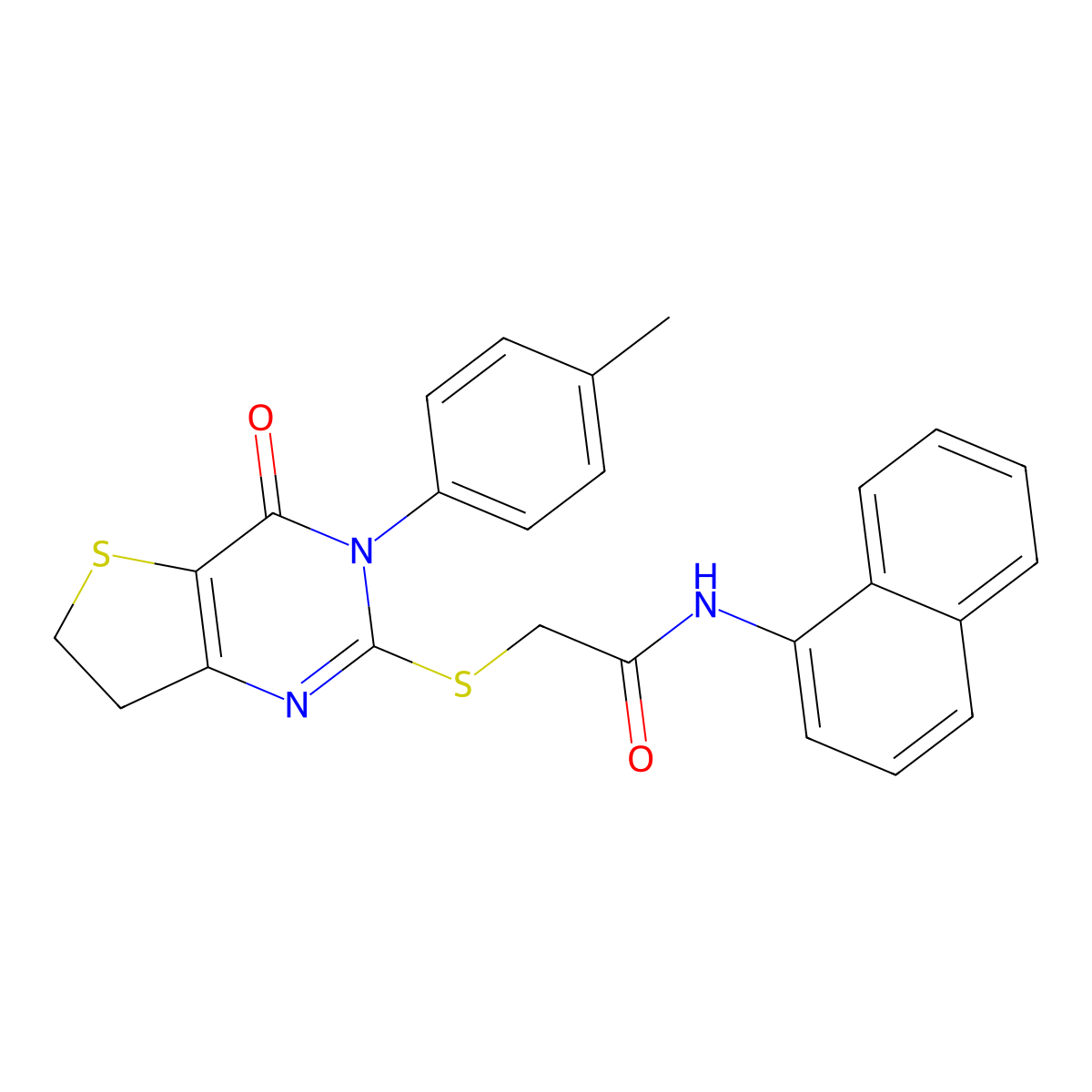 2-[[3-(4-methylphenyl)-4-oxo-6,7-dihydrothieno[3,2-d]pyrimidin-2-yl]sulfanyl]-N-naphthalen-1-ylacetamide molecular structure, CAS 686771-57-3