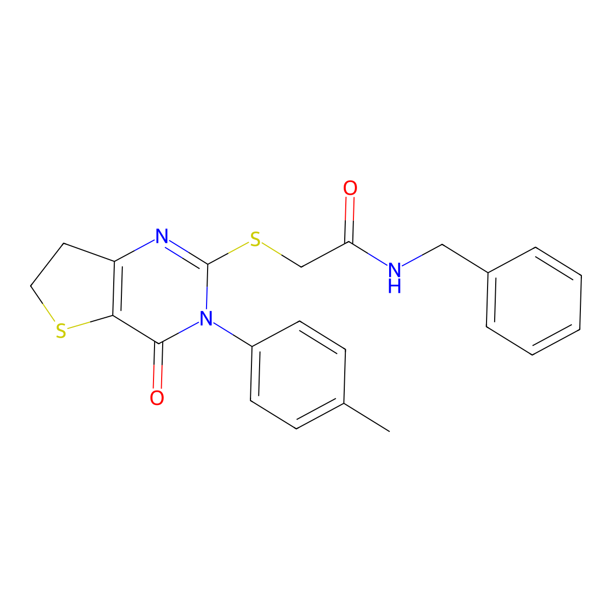 N-benzyl-2-[[3-(4-methylphenyl)-4-oxo-6,7-dihydrothieno[3,2-d]pyrimidin-2-yl]sulfanyl]acetamide molecular structure, CAS 686771-58-4