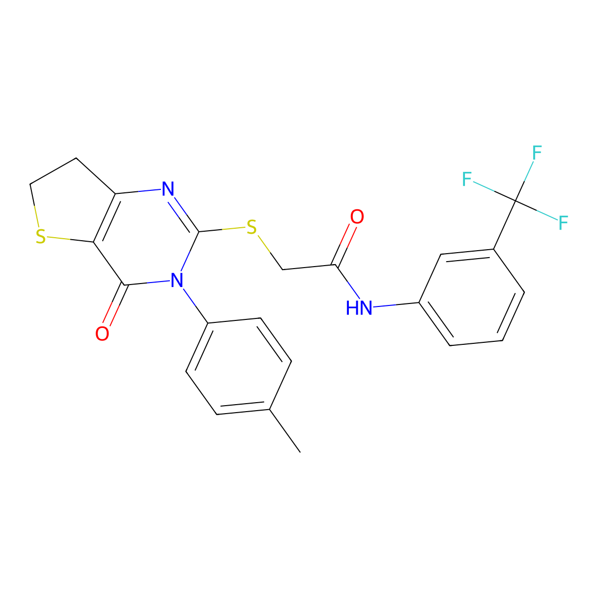 2-[[3-(4-methylphenyl)-4-oxo-6,7-dihydrothieno[3,2-d]pyrimidin-2-yl]sulfanyl]-N-[3-(trifluoromethyl)phenyl]acetamide molecular structure, CAS 686771-61-9