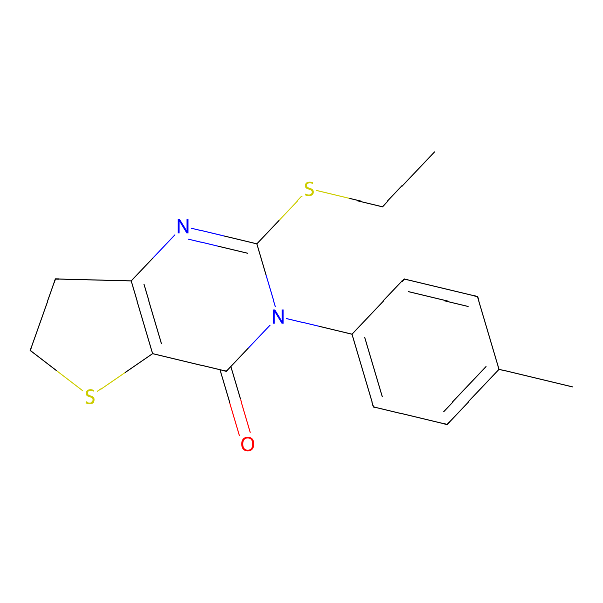 2-(ethylthio)-3-(p-tolyl)-6,7-dihydrothieno[3,2-d]pyrimidin-4(3H)-one molecular structure, CAS 686771-63-1