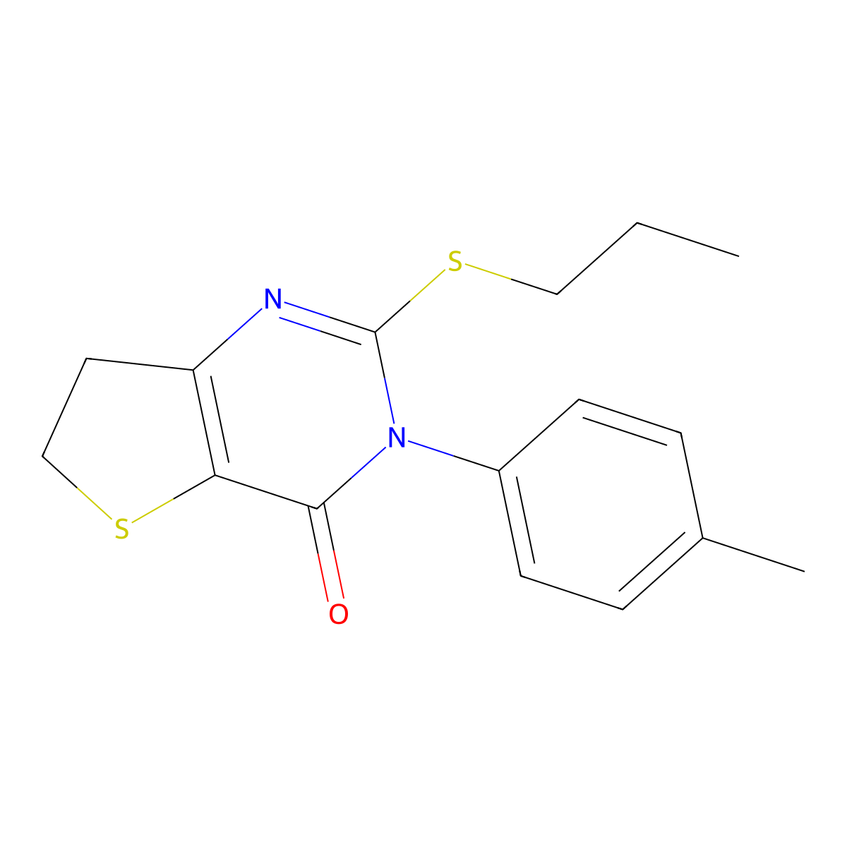 3-(4-Methylphenyl)-2-propylsulfanyl-6,7-dihydrothieno[3,2-d]pyrimidin-4-one molecular structure, CAS 686771-64-2