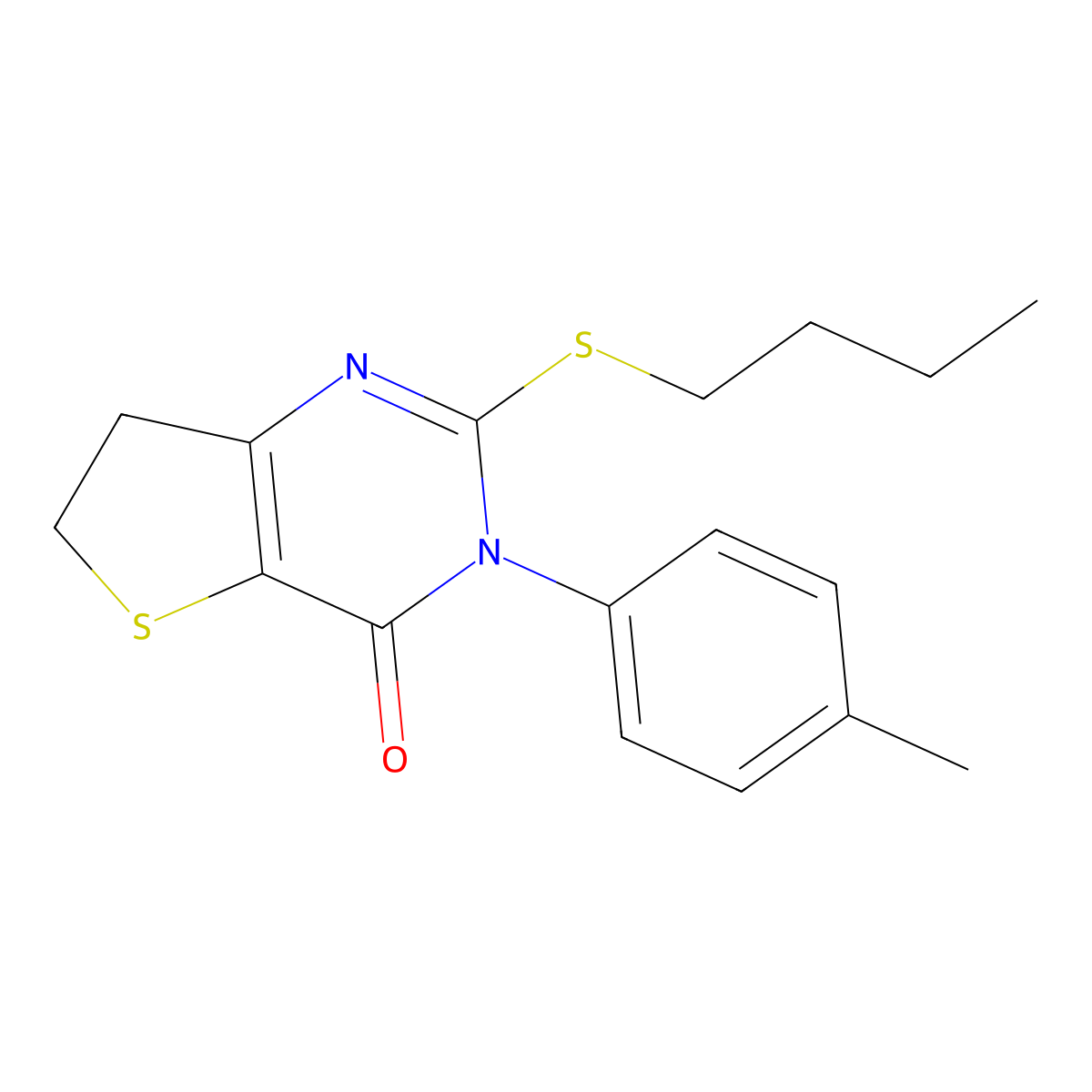 2-Butylsulfanyl-3-(4-methylphenyl)-6,7-dihydrothieno[3,2-d]pyrimidin-4-one molecular structure, CAS 686771-66-4