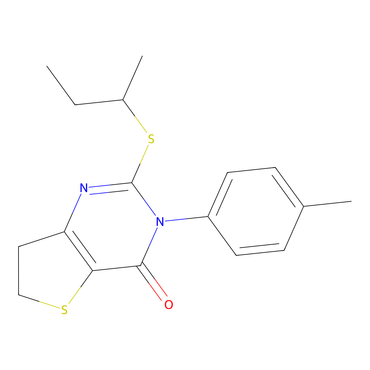 2-(sec-butylthio)-3-(p-tolyl)-6,7-dihydrothieno[3,2-d]pyrimidin-4(3H)-one molecular structure, CAS 686771-67-5