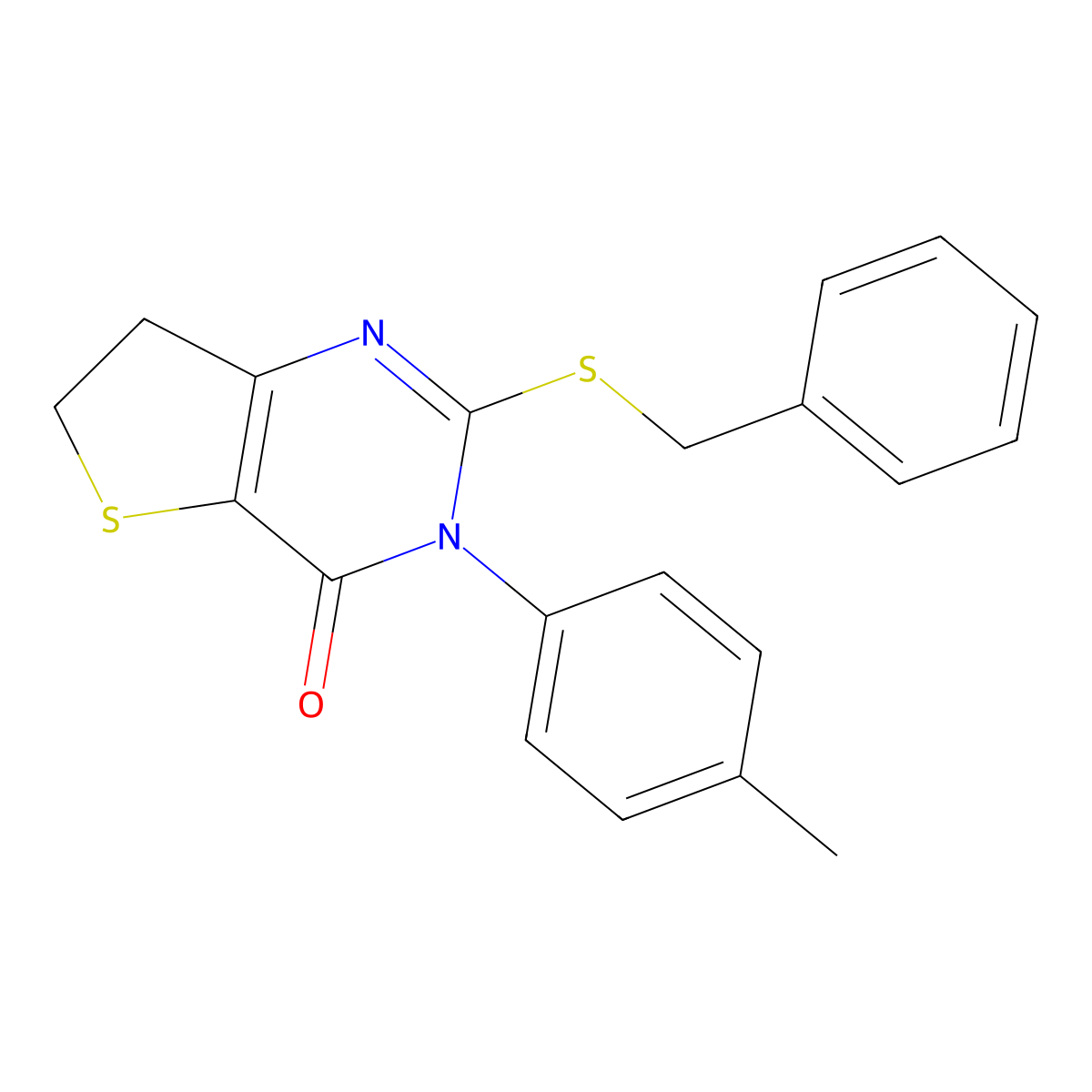 2-Benzylsulfanyl-3-(4-methylphenyl)-6,7-dihydrothieno[3,2-d]pyrimidin-4-one molecular structure, CAS 686771-68-6