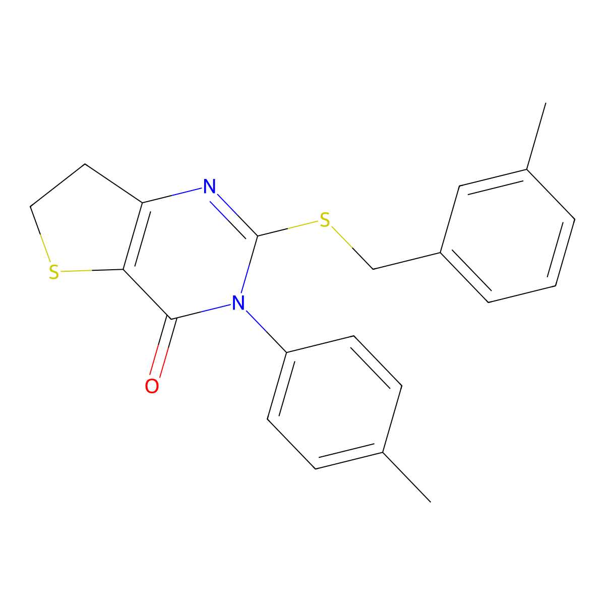 2-((3-methylbenzyl)thio)-3-(p-tolyl)-6,7-dihydrothieno[3,2-d]pyrimidin-4(3H)-one molecular structure, CAS 686771-74-4