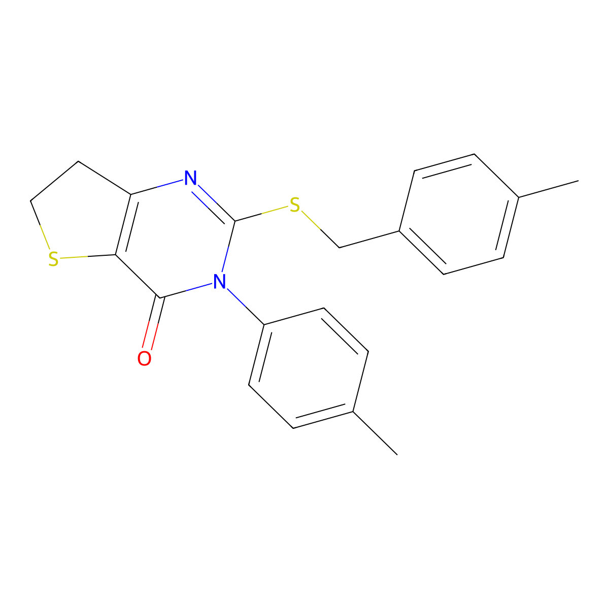 3-(4-Methylphenyl)-2-[(4-methylphenyl)methylsulfanyl]-6,7-dihydrothieno[3,2-d]pyrimidin-4-one molecular structure, CAS 686771-76-6