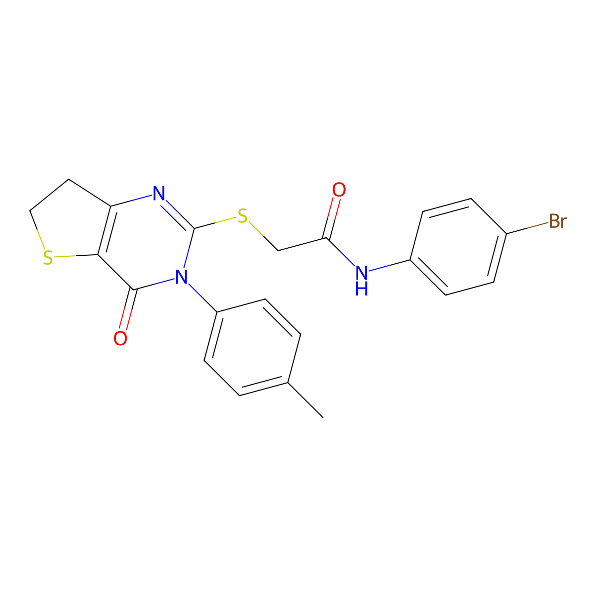 N-(4-bromophenyl)-2-((4-oxo-3-(p-tolyl)-3,4,6,7-tetrahydrothieno[3,2-d]pyrimidin-2-yl)thio)acetamide molecular structure, CAS 686771-90-4