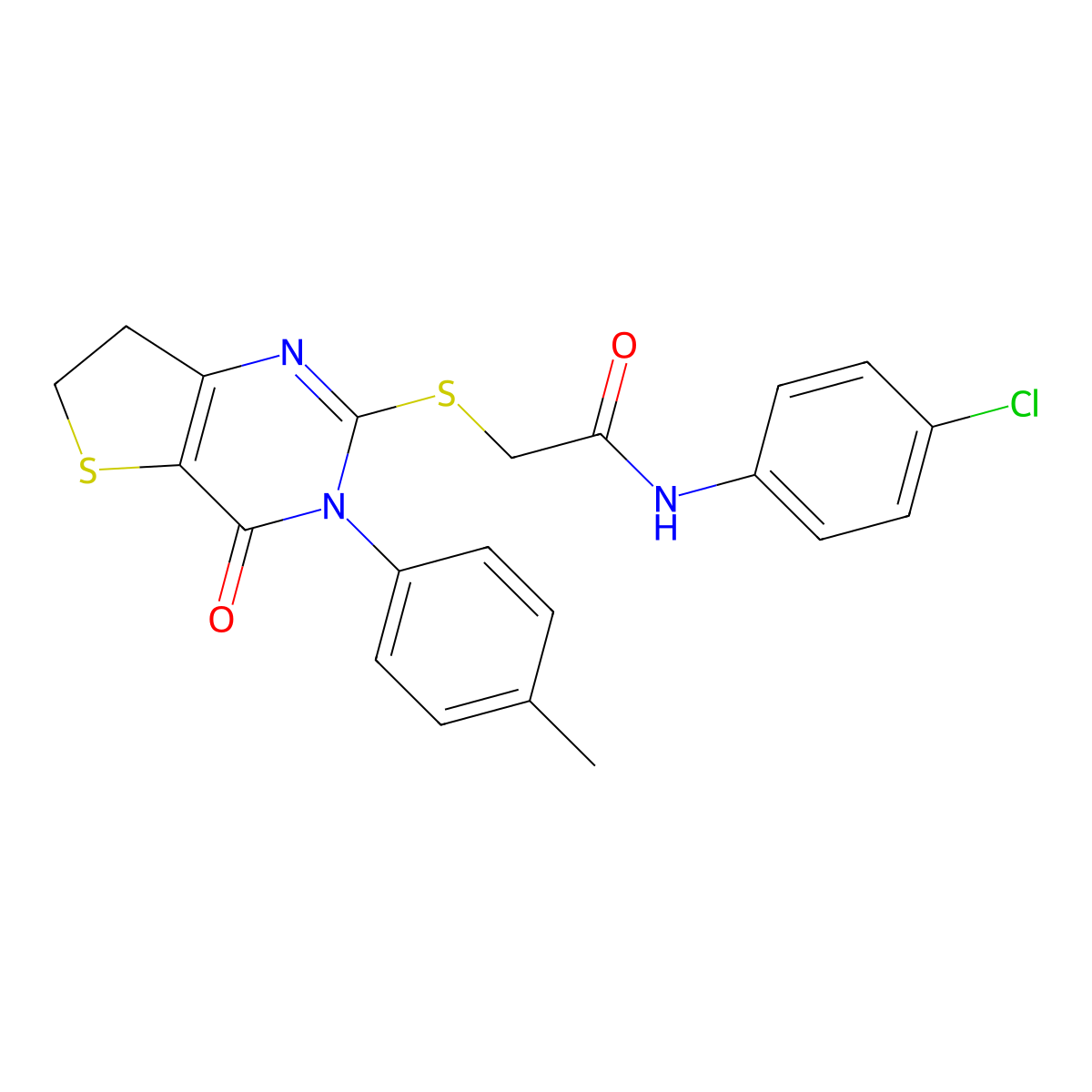 N-(4-chlorophenyl)-2-[[3-(4-methylphenyl)-4-oxo-6,7-dihydrothieno[3,2-d]pyrimidin-2-yl]sulfanyl]acetamide molecular structure, CAS 686771-91-5