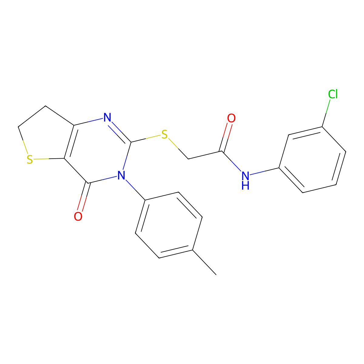 N-(3-chlorophenyl)-2-[[3-(4-methylphenyl)-4-oxo-6,7-dihydrothieno[3,2-d]pyrimidin-2-yl]sulfanyl]acetamide molecular structure, CAS 686771-92-6