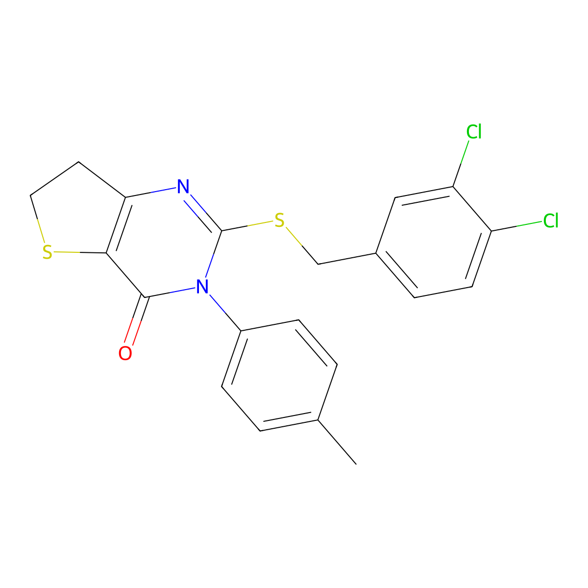 2-[(3,4-Dichlorophenyl)methylsulfanyl]-3-(4-methylphenyl)-6,7-dihydrothieno[3,2-d]pyrimidin-4-one molecular structure, CAS 686771-99-3