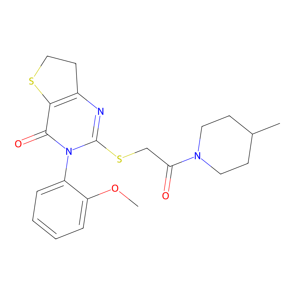 3-(2-Methoxyphenyl)-2-[2-(4-methylpiperidin-1-yl)-2-oxoethyl]sulfanyl-6,7-dihydrothieno[3,2-d]pyrimidin-4-one molecular structure, CAS 686772-01-0