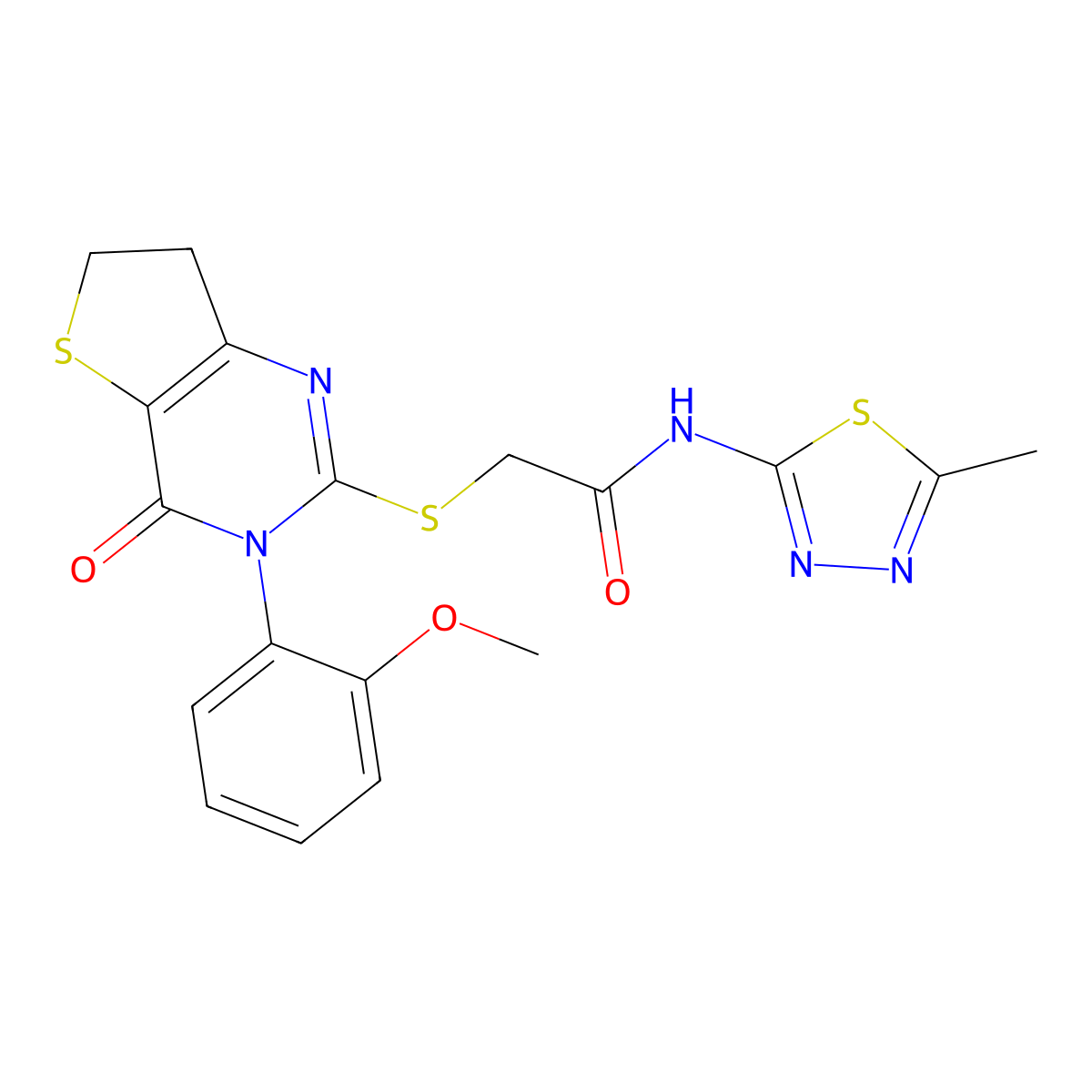 2-[[3-(2-methoxyphenyl)-4-oxo-6,7-dihydrothieno[3,2-d]pyrimidin-2-yl]sulfanyl]-N-(5-methyl-1,3,4-thiadiazol-2-yl)acetamide molecular structure, CAS 686772-02-1