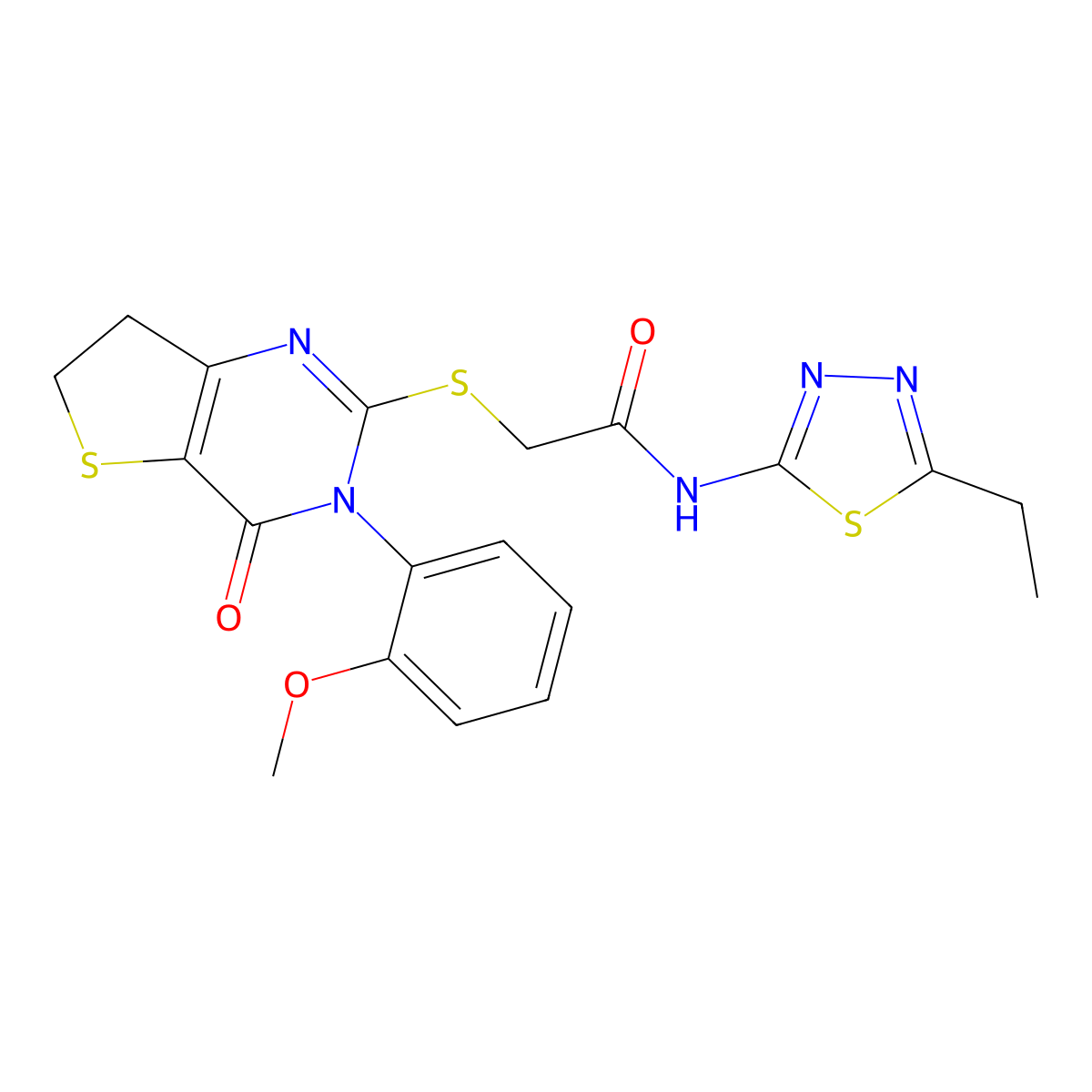 N-(5-ethyl-1,3,4-thiadiazol-2-yl)-2-[[3-(2-methoxyphenyl)-4-oxo-6,7-dihydrothieno[3,2-d]pyrimidin-2-yl]sulfanyl]acetamide molecular structure, CAS 686772-03-2