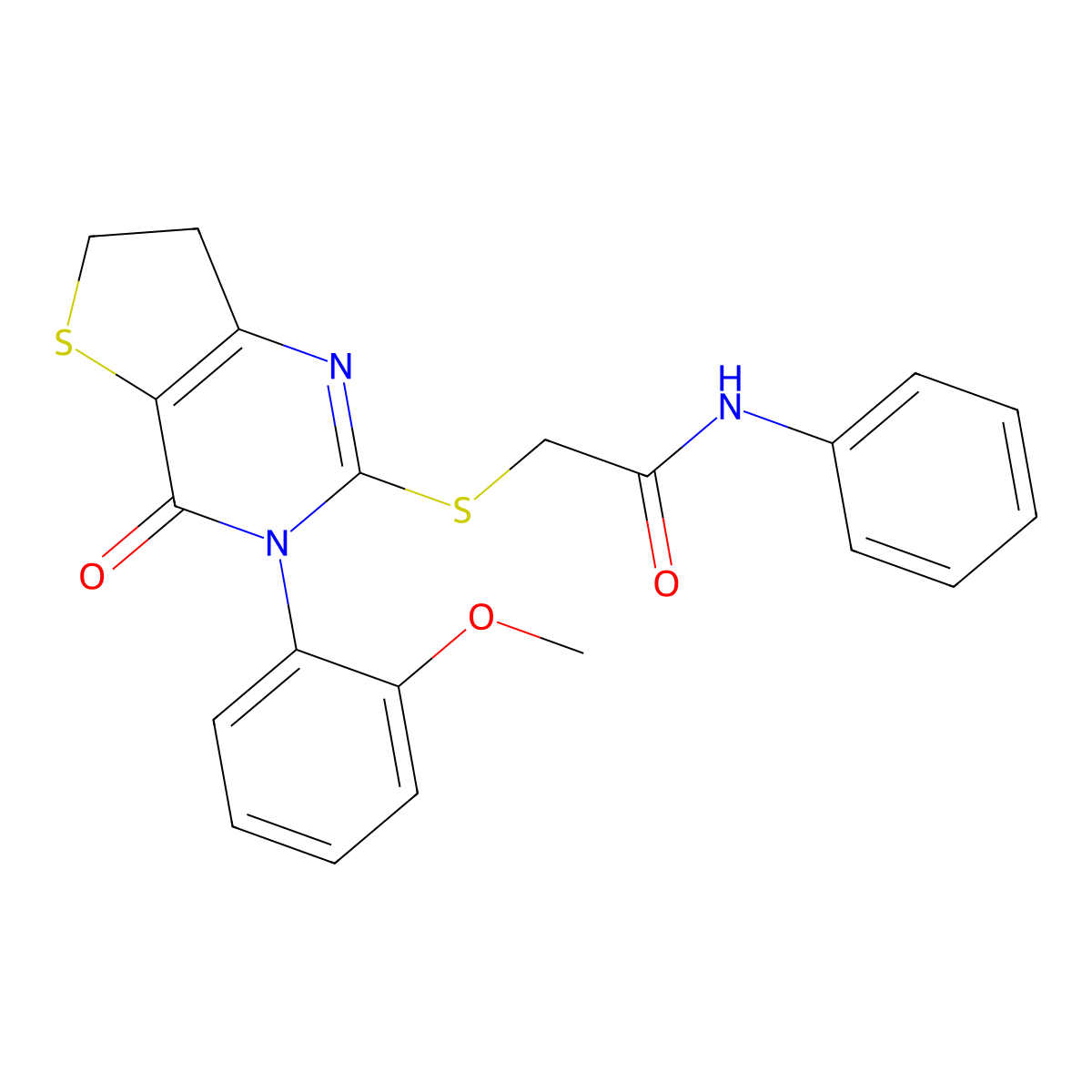 2-[[3-(2-methoxyphenyl)-4-oxo-6,7-dihydrothieno[3,2-d]pyrimidin-2-yl]sulfanyl]-N-phenylacetamide molecular structure, CAS 686772-04-3