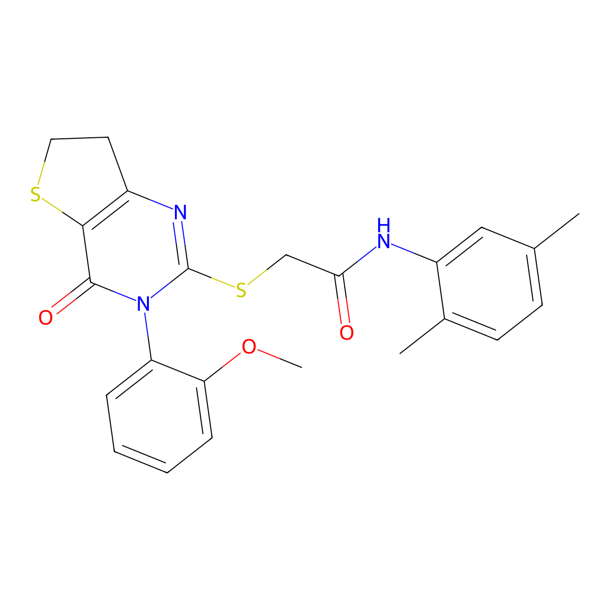 N-(2,5-dimethylphenyl)-2-[[3-(2-methoxyphenyl)-4-oxo-6,7-dihydrothieno[3,2-d]pyrimidin-2-yl]sulfanyl]acetamide molecular structure, CAS 686772-09-8