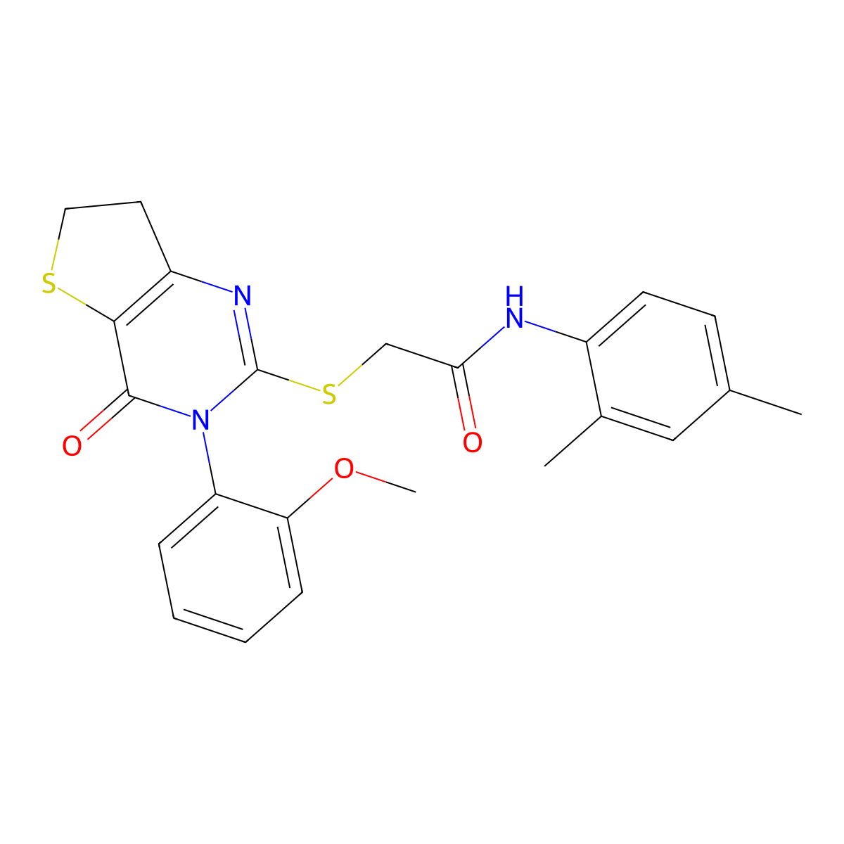N-(2,4-dimethylphenyl)-2-[[3-(2-methoxyphenyl)-4-oxo-6,7-dihydrothieno[3,2-d]pyrimidin-2-yl]sulfanyl]acetamide molecular structure, CAS 686772-10-1