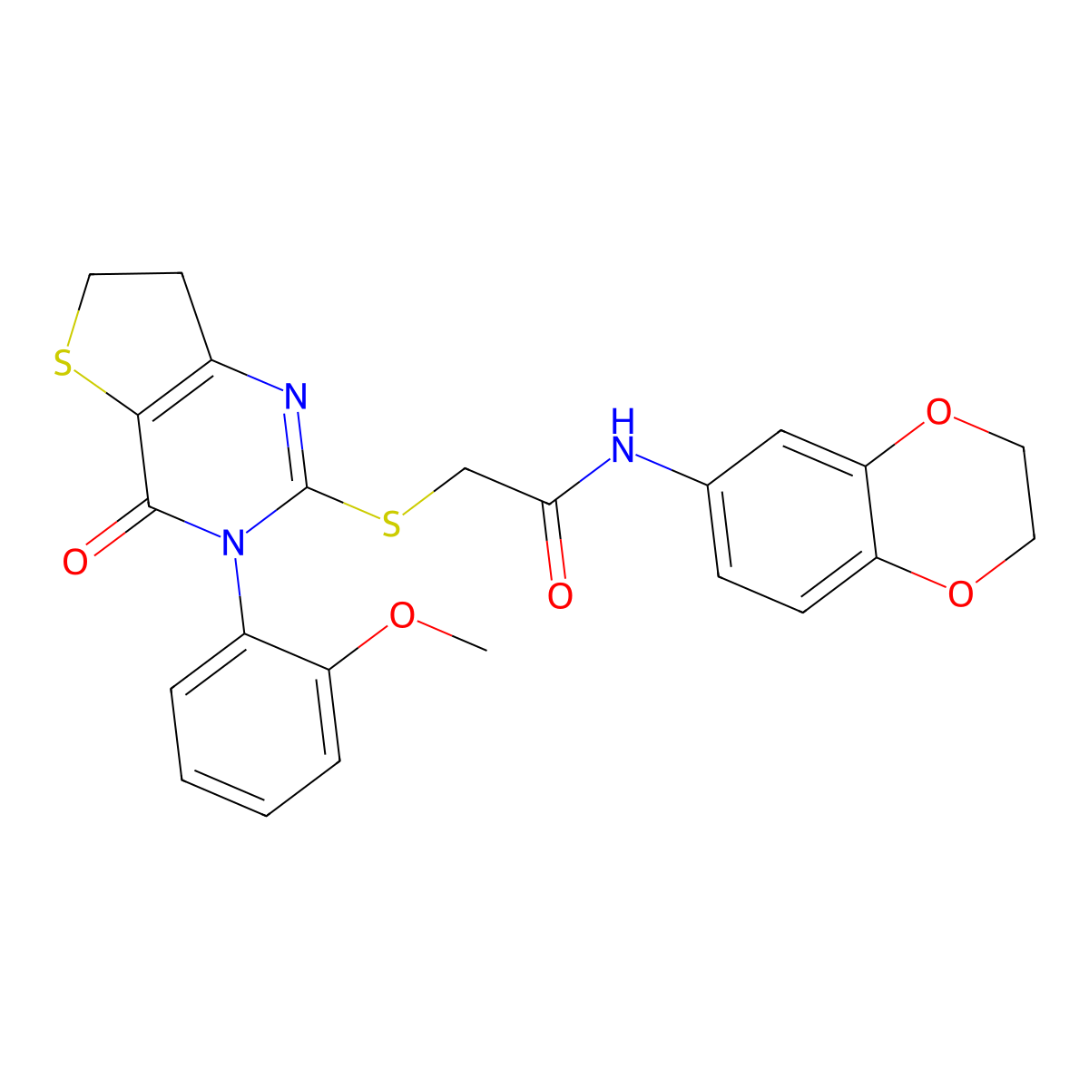 N-(2,3-dihydro-1,4-benzodioxin-6-yl)-2-[[3-(2-methoxyphenyl)-4-oxo-6,7-dihydrothieno[3,2-d]pyrimidin-2-yl]sulfanyl]acetamide molecular structure, CAS 686772-13-4
