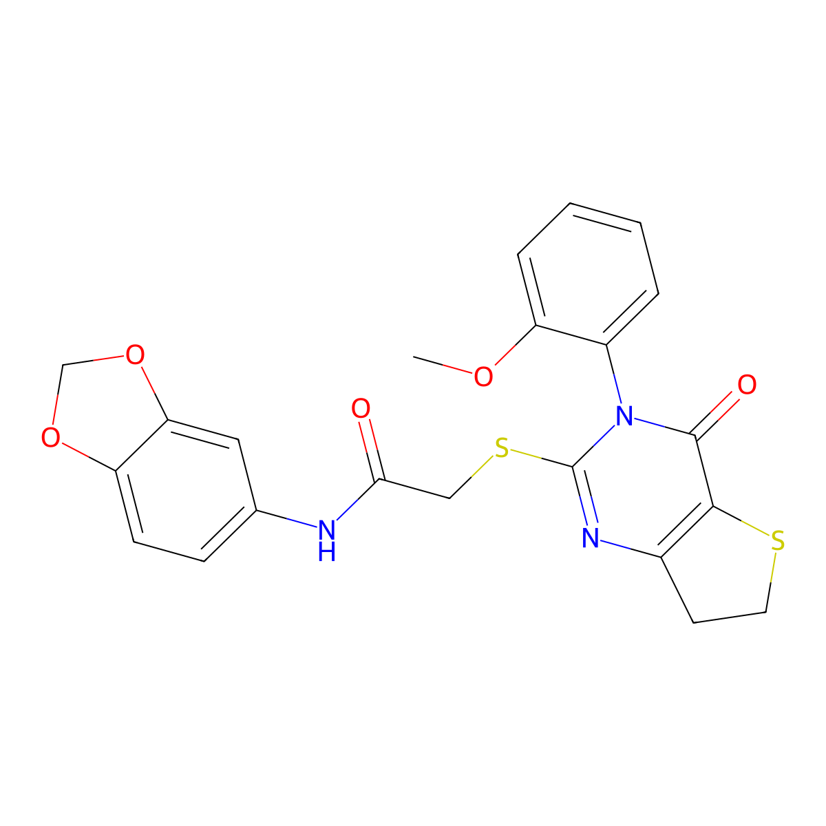 N-(1,3-benzodioxol-5-yl)-2-[[3-(2-methoxyphenyl)-4-oxo-6,7-dihydrothieno[3,2-d]pyrimidin-2-yl]sulfanyl]acetamide molecular structure, CAS 686772-14-5