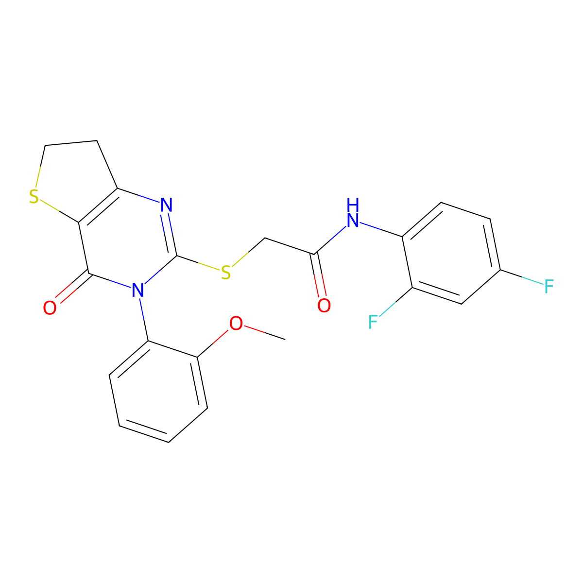 N-(2,4-difluorophenyl)-2-[[3-(2-methoxyphenyl)-4-oxo-6,7-dihydrothieno[3,2-d]pyrimidin-2-yl]sulfanyl]acetamide molecular structure, CAS 686772-15-6